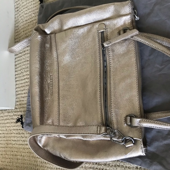 Liebeskind Berlin Gold Metallic Crossbody Purse Handbag Tote - Picture 11 of 13